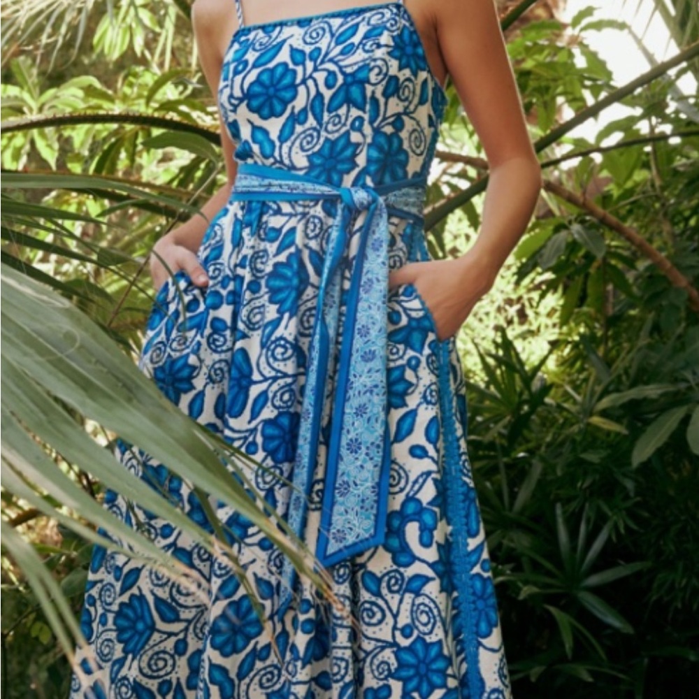 Current Air Blue and White Pleated Sundress